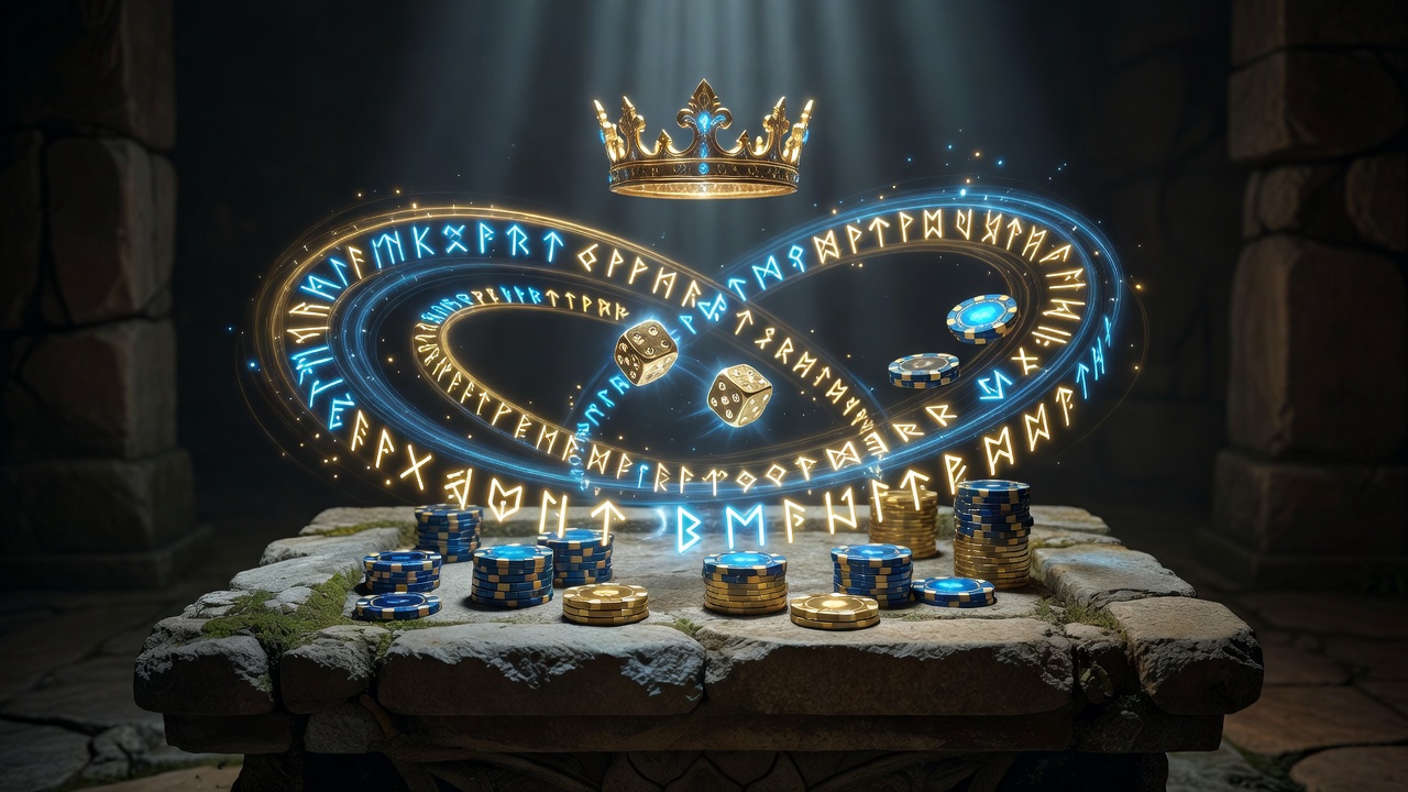 Glowing runic magic forming social casino rewards