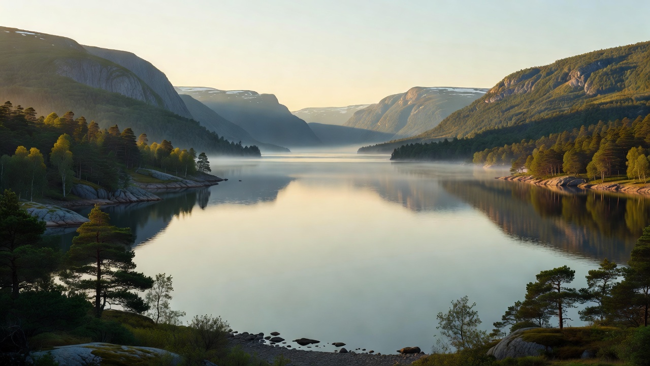 Peaceful and calm cinematic nordic landscape